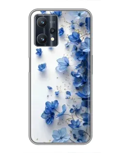 Чехол для Realme 9 Pro с картинкой «Голубой цветочный каскад»