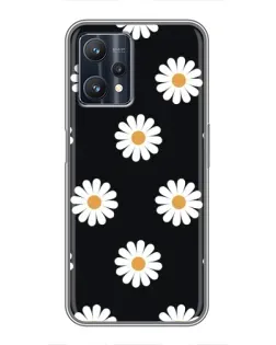 Чехол для Realme 9 Pro с картинкой «Ромашки на черном»