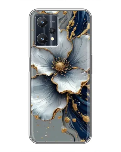 Чехол для Realme 9 Pro с картинкой «Белый цветок и золотой флюид» Чехол для Realme 9 Pro с картинкой «Белый цветок и золотой флюид»