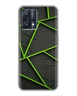 Чохол для Realme 9 Pro з картинкою «Зелені геометричні лінії»