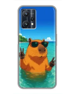 Чехол для Realme 9 Pro с картинкой «Морская капибара»