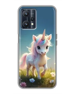 Чехол для Realme 9 с картинкой «Единорог на поляне»