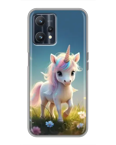 Чехол для Realme 9 с картинкой «Единорог на поляне»