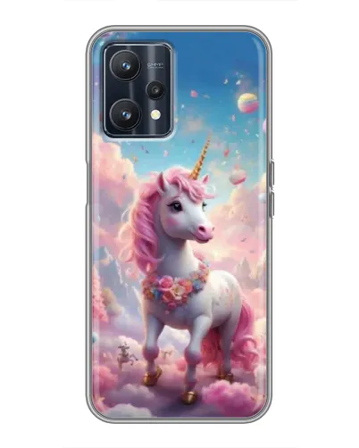 Чехол для Realme 9 с картинкой «Единорог среди облаков»