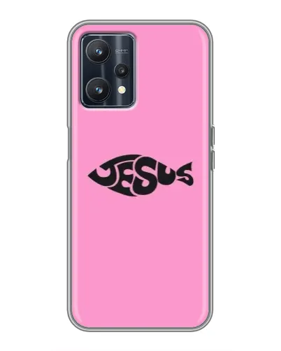 Чехол для Realme 9 с картинкой «Розовый символ  Jesus»