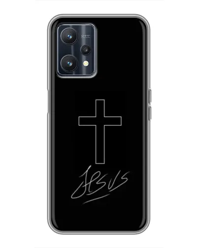 Чехол для Realme 9 с картинкой «Графический крест Jesus» Чехол для Realme 9 с картинкой «Графический крест Jesus»