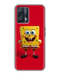 Чехол для Realme 9 с картинкой «Спанч Боб на красном»