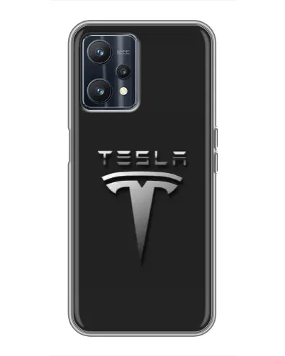 Чохол для Realme 9 з картинкою «Сталевий логотип Tesla»