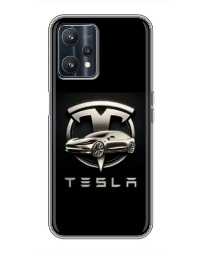 Чохол для Realme 9 з картинкою «Tesla — срібне авто»