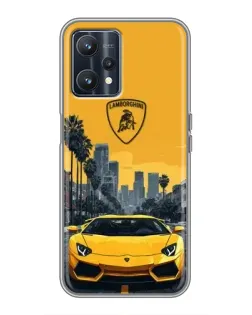 Чехол для Realme 9 с картинкой «Желтый Lamborghini город»