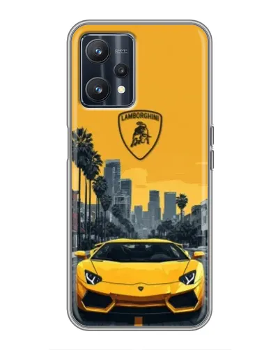 Чохол для Realme 9 з картинкою «Жовтий Lamborghini місто»