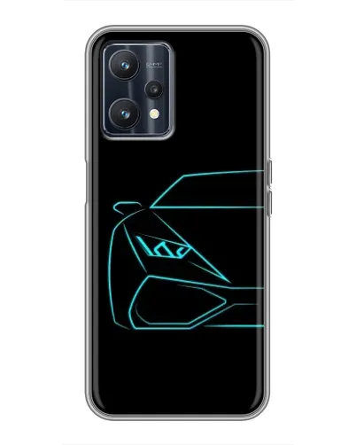 Чохол для Realme 9 з картинкою «Блакитний силует Lamborghini»