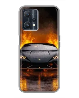 Чехол для Realme 9 с картинкой «Lamborghini в огне»