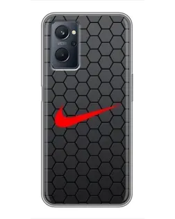 Чехол для Realme 9i с картинкой «Nike — карбоновая сетка» Чехол для Realme 9i с картинкой «Nike — карбоновая сетка»