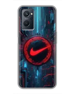Чехол для Realme 9i с картинкой «Техногенный стиль Nike»