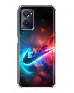 Чехол для Realme 9i с картинкой «Огненный логотип Nike»