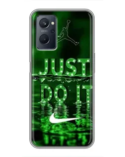 Чехол для Realme 9i с картинкой «Зеленый неоновый Nike»
