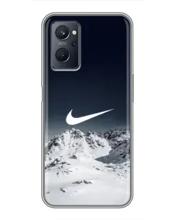 Чехол для Realme 9i с картинкой «Nike — зимние горы»