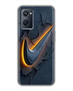 Чехол для Realme 9i с картинкой «Объемный логотип Найк»