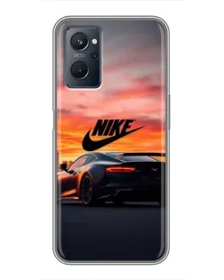 Чехол для Realme 9i с картинкой «Nike и суперкар»