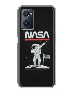 Чехол для Realme 9i с картинкой «NASA — шагаем по Луне» Чехол для Realme 9i с картинкой «NASA — шагаем по Луне»