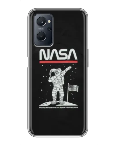 Чехол для Realme 9i с картинкой «NASA — шагаем по Луне» Чехол для Realme 9i с картинкой «NASA — шагаем по Луне»