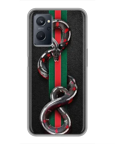 Чехол для Realme 9i с картинкой «Gucci — змея на полосе» Чехол для Realme 9i с картинкой «Gucci — змея на полосе»