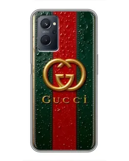 Чохол для Realme 9i з картинкою «Gucci — фірмова смуга та золото»