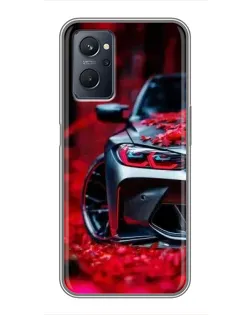 Чохол для Realme 9i з картинкою «Спортивна BMW та квіти»