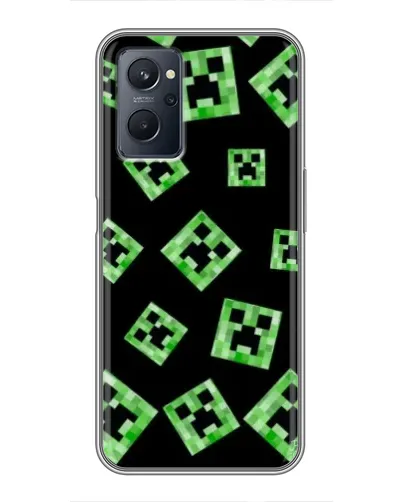 Чехол для Realme 9i с картинкой «Паттерн с криперами»