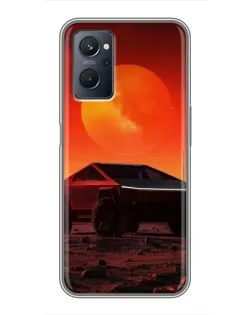 Чехол для Realme 9i с картинкой «Cybertruck на Марсе»