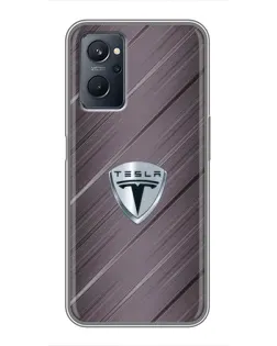 Чехол для Realme 9i с картинкой «Металлическая текстура Tesla»