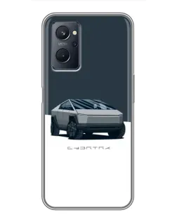 Чехол для Realme 9i с картинкой «Серебристый Cybertruck Tesla»