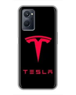 Чехол для Realme 9i с картинкой «Tesla Red Logo»