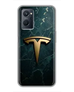 Чехол для Realme 9i с картинкой «Мраморная Tesla Gold»