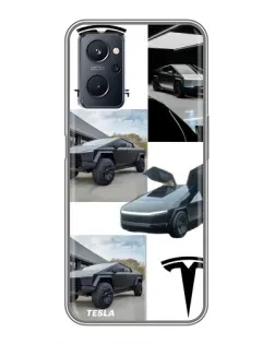 Чехол для Realme 9i с картинкой «Коллаж Cybertruck Tesla»