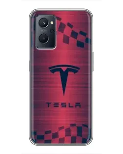 Чехол для Realme 9i с картинкой «Тесла красный карбон»