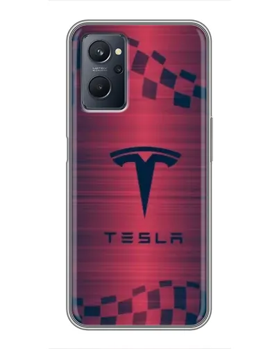 Чехол для Realme 9i с картинкой «Тесла красный карбон» Чехол для Realme 9i с картинкой «Тесла красный карбон»
