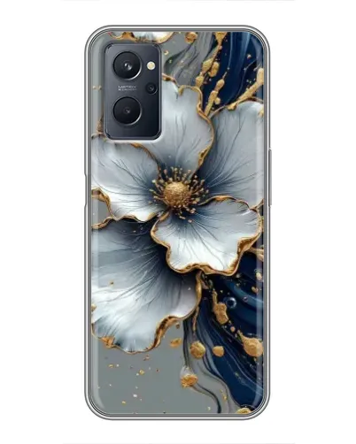 Чехол для Realme 9i с картинкой «Белый цветок и золотой флюид» Чехол для Realme 9i с картинкой «Белый цветок и золотой флюид»
