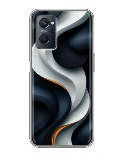 Чехол для Realme 9i с картинкой «Объемные черно-белые ленты»