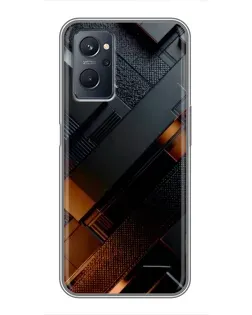 Чехол для Realme 9i с картинкой «Черные геометрические блоки»