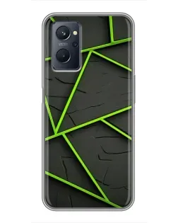 Чехол для Realme 9i с картинкой «Зеленые геометрические линии»