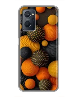 Чехол для Realme 9i с картинкой «Объемные оранжевые сферы»