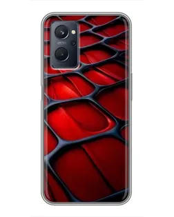 Чехол для Realme 9i с картинкой «Красная глянцевая сетка»