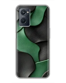 Чехол для Realme 9i с картинкой «Зеленые кожаные волны»