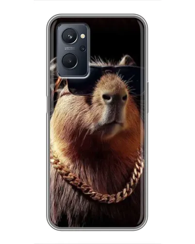 Чехол для Realme 9i с картинкой «Капибара золотая цепь»