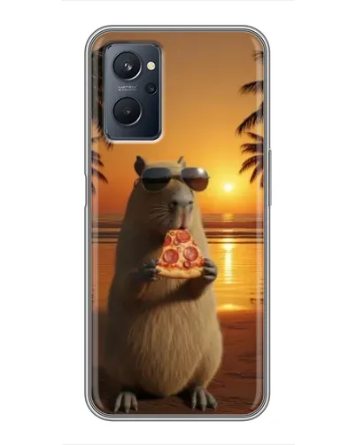 Чехол для Realme 9i с картинкой «Капибара с пиццей»