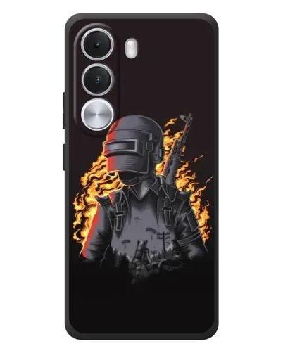 Чехол для Realme C100i с картинкой «PUBG — огненный силуэт» Чехол для Realme C100i с картинкой «PUBG — огненный силуэт»