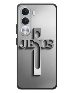 Чехол для Realme C100i с картинкой «Металлический крест Jesus»