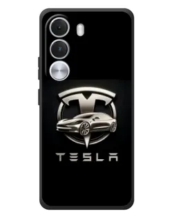 Чехол для Realme C100i с картинкой «Tesla — серебристое авто»